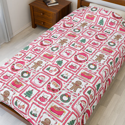 Holiday Bookish Velveteen Plush Blanket - Cozy Reading Throw