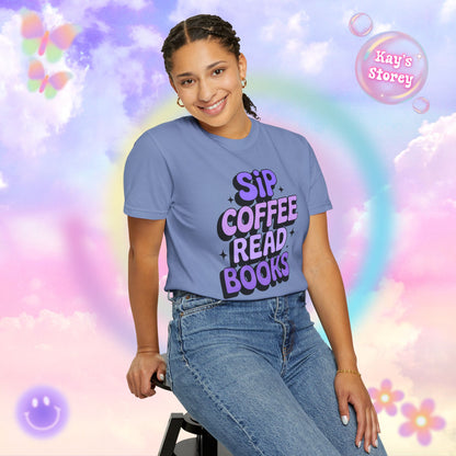 Sip Coffee Read Books Comfort Colors T-Shirt