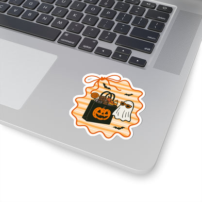 Ghostly Treats Sticker - Kiss-Cut Stickers, Halloween Sticker, Cute Ghost Design, Spooky Sticker, Decorative Sticker for Journals