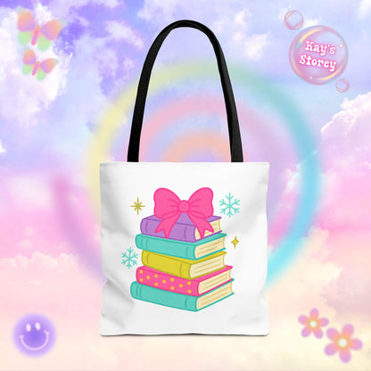 Book Stack Christmas Tote Bag