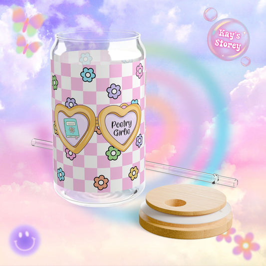 Pink Poetry Girlie Sipper Glass, 16oz