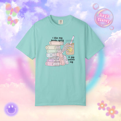Books Spicy, Coffee Icy Comfort Colors T-Shirt