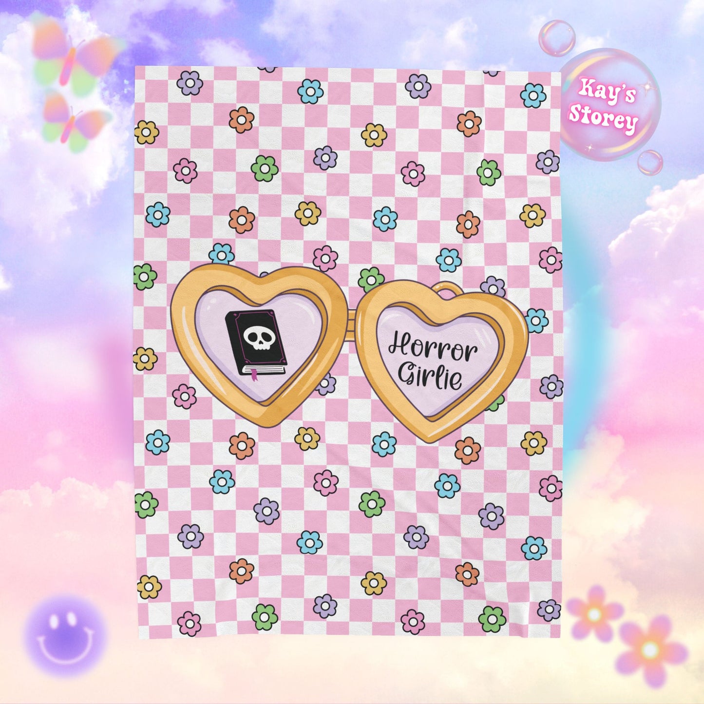 Pink Horror Girlie Velveteen Plush Blanket