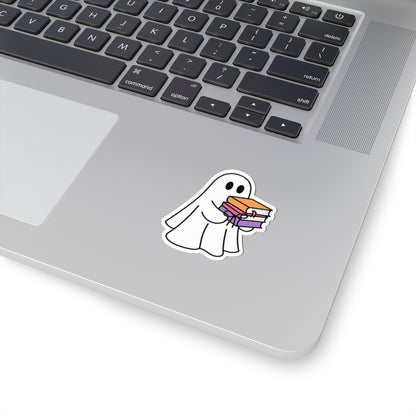 Ghostly Reading Kiss-Cut Sticker, Book Lover Sticker, Cute Sticker Set, Spooky Decals, Halloween Stickers, Vinyl Kindle Stickers
