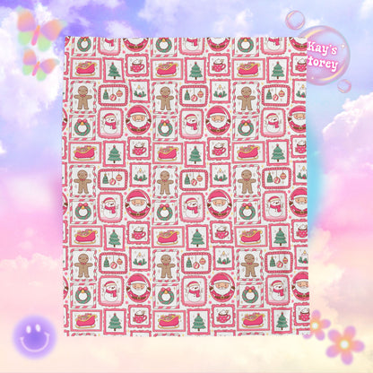 Holiday Bookish Velveteen Plush Blanket - Cozy Reading Throw