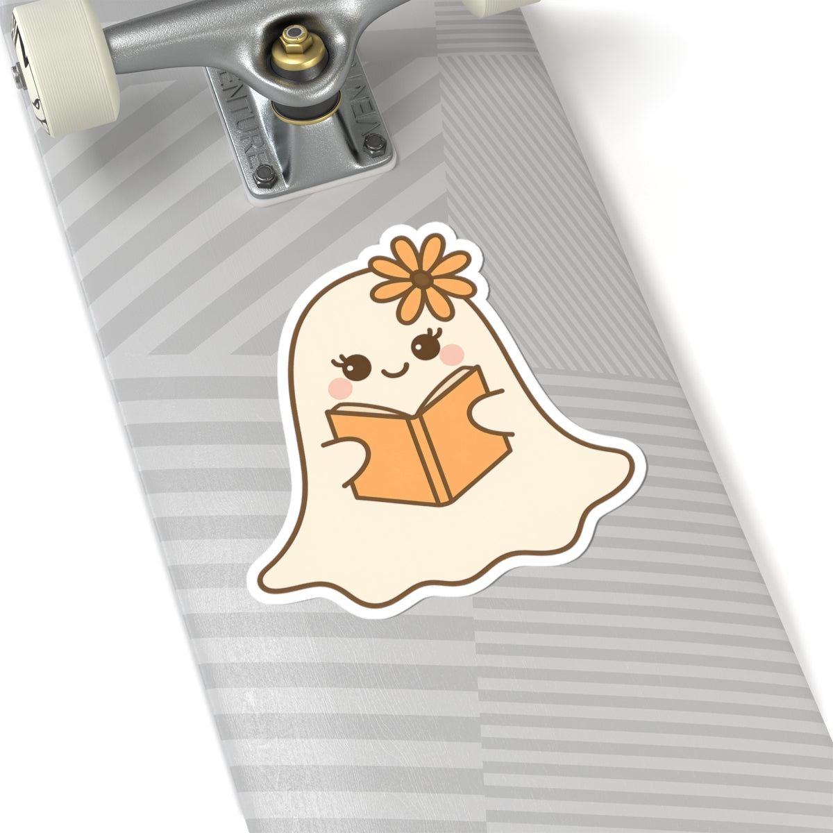 Floral Ghostly Reading Kiss-Cut Sticker, Book Lover Sticker, Cute Sticker Set, Spooky Decals, Halloween Stickers, Vinyl Kindle Stickers