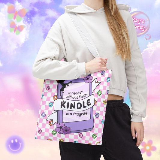 Pink Reader Without Their Kindle Tote Bag