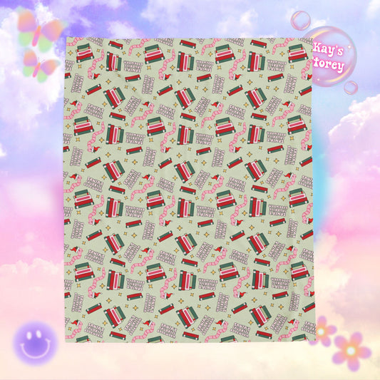 Santa’s Favorite Bookworm Bookish Velveteen Plush Blanket - Cozy Reading Throw