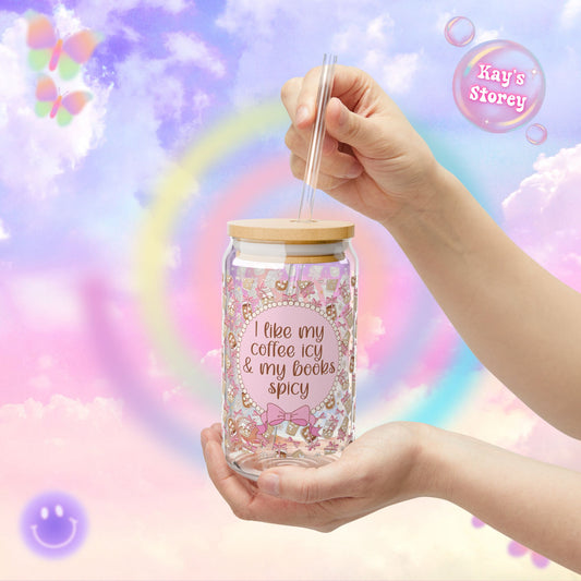 Icy Coffee Spicy Books Sipper Glass