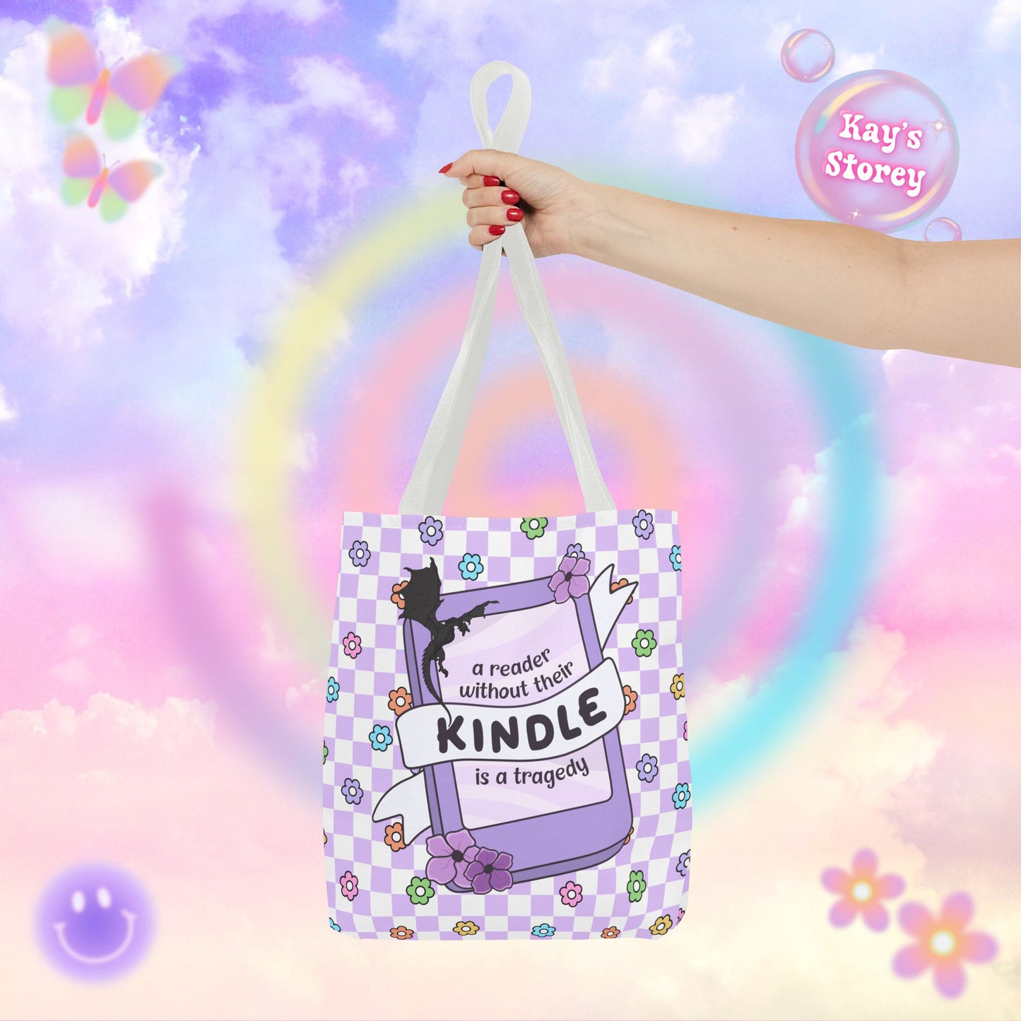 Purple Reader Without Their Kindle Tote Bag