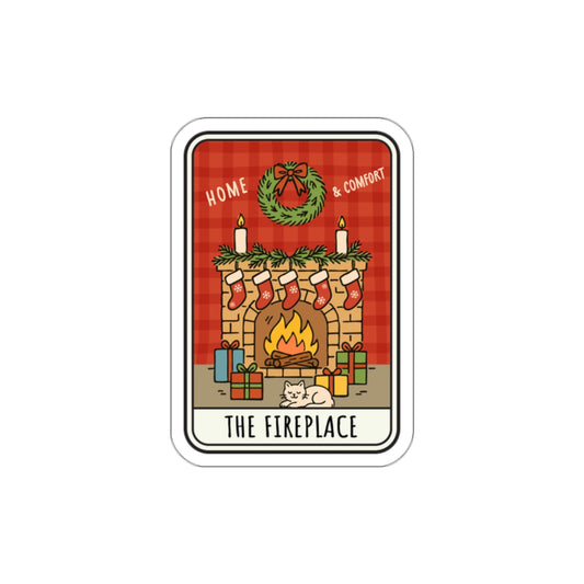 The Fireplace Tarot Bookish Holiday Die-Cut Sticker - Festive Reading-Themed