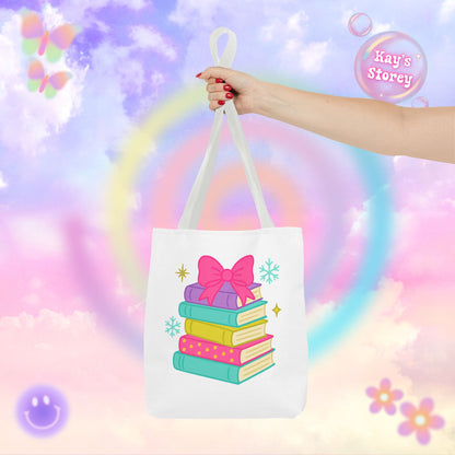Book Stack Christmas Tote Bag