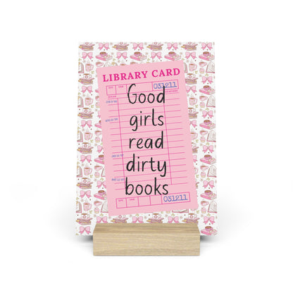 Good Girls Read Dirty Books Bookshelf Decor with Stand