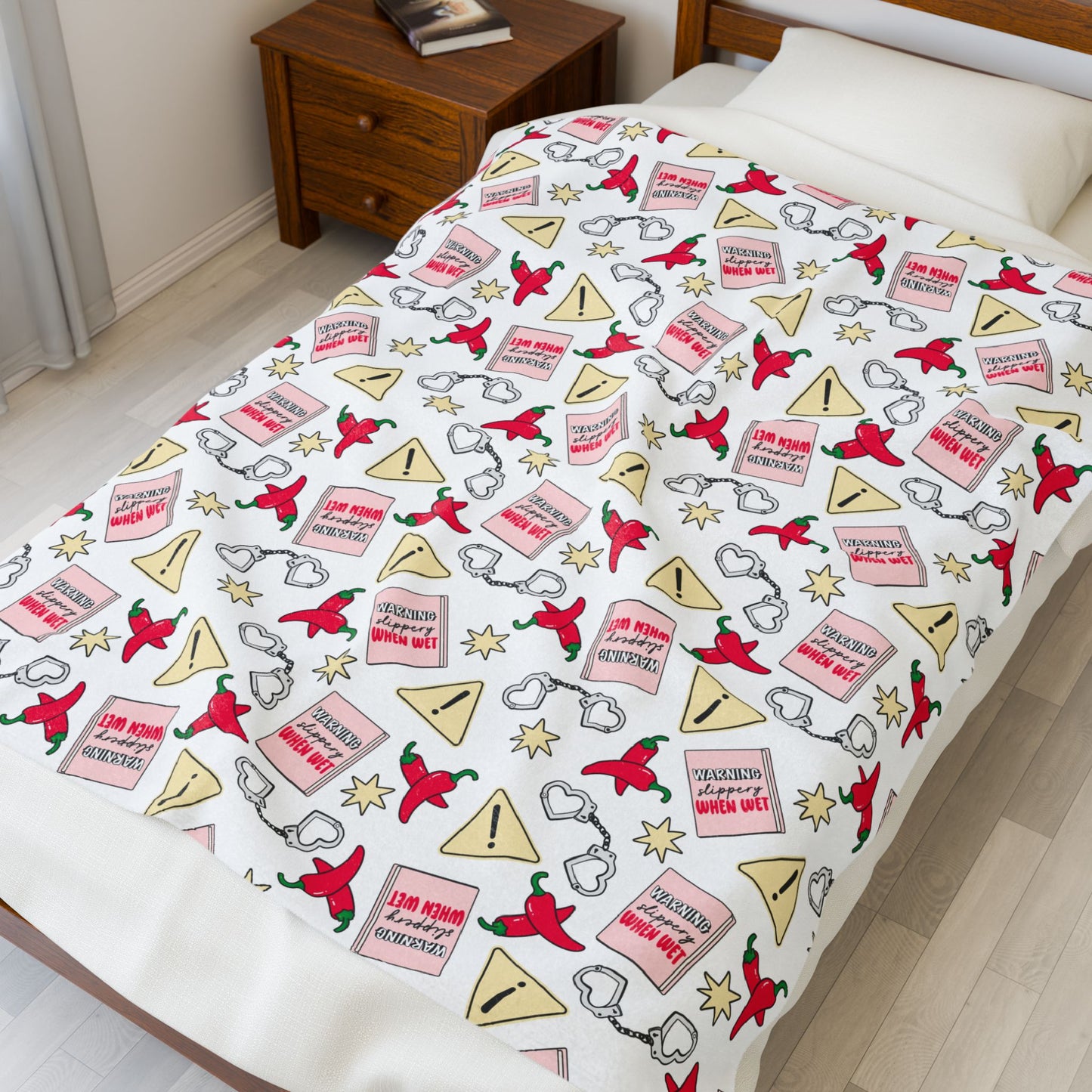 Slippery When Wet Bookish Velveteen Plush Blanket - Cozy Reading Throw