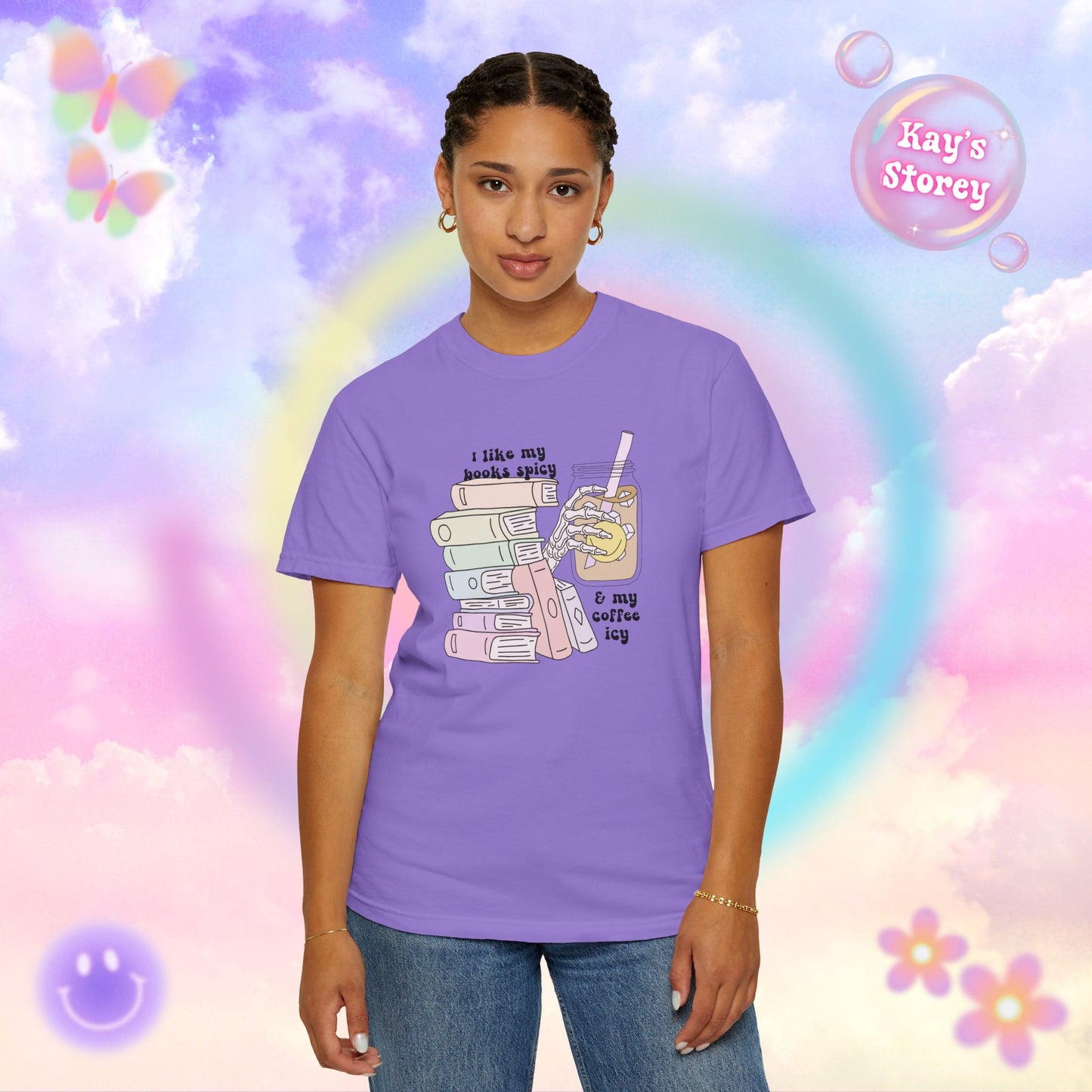 Books Spicy, Coffee Icy Comfort Colors T-Shirt