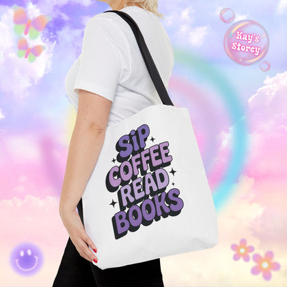 Sip Coffee Read Books Tote Bag