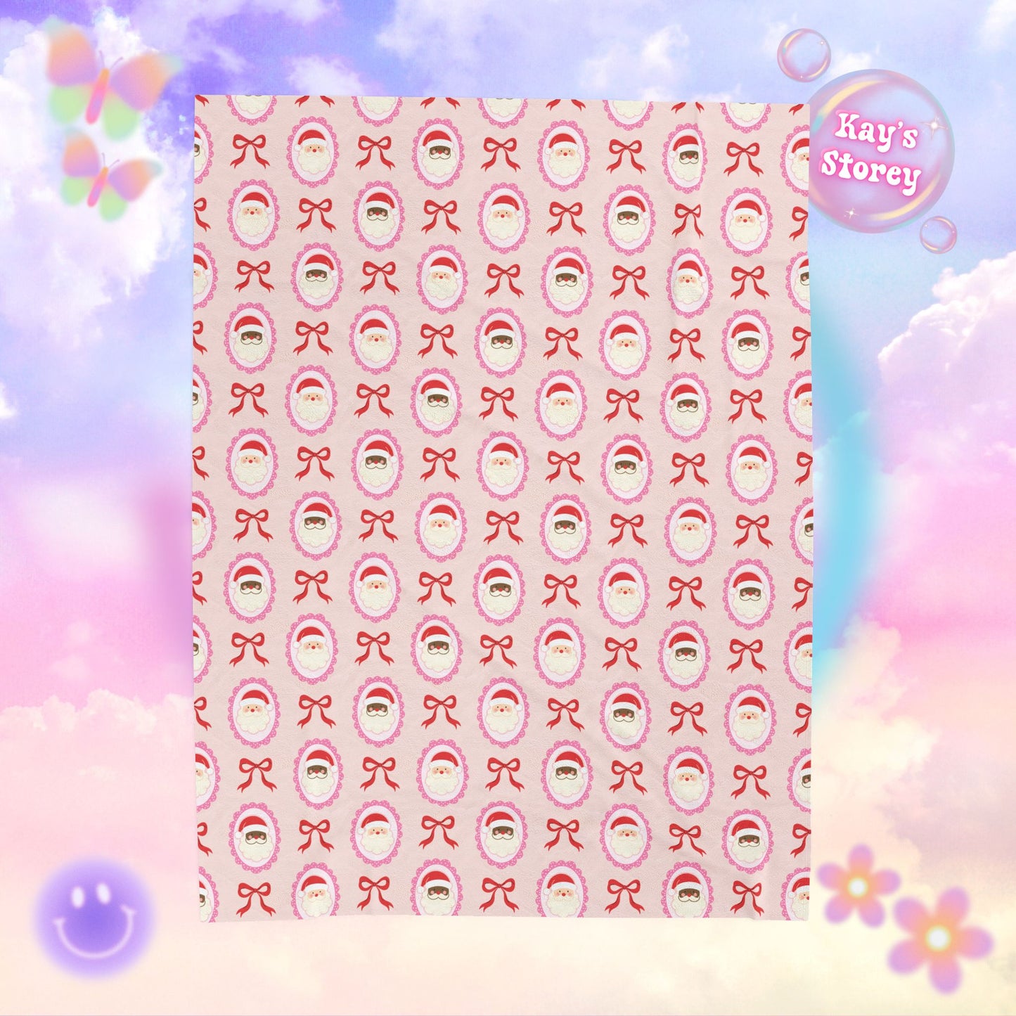 Pink Santa Claus’ Bookish Velveteen Plush Blanket - Cozy Reading Throw