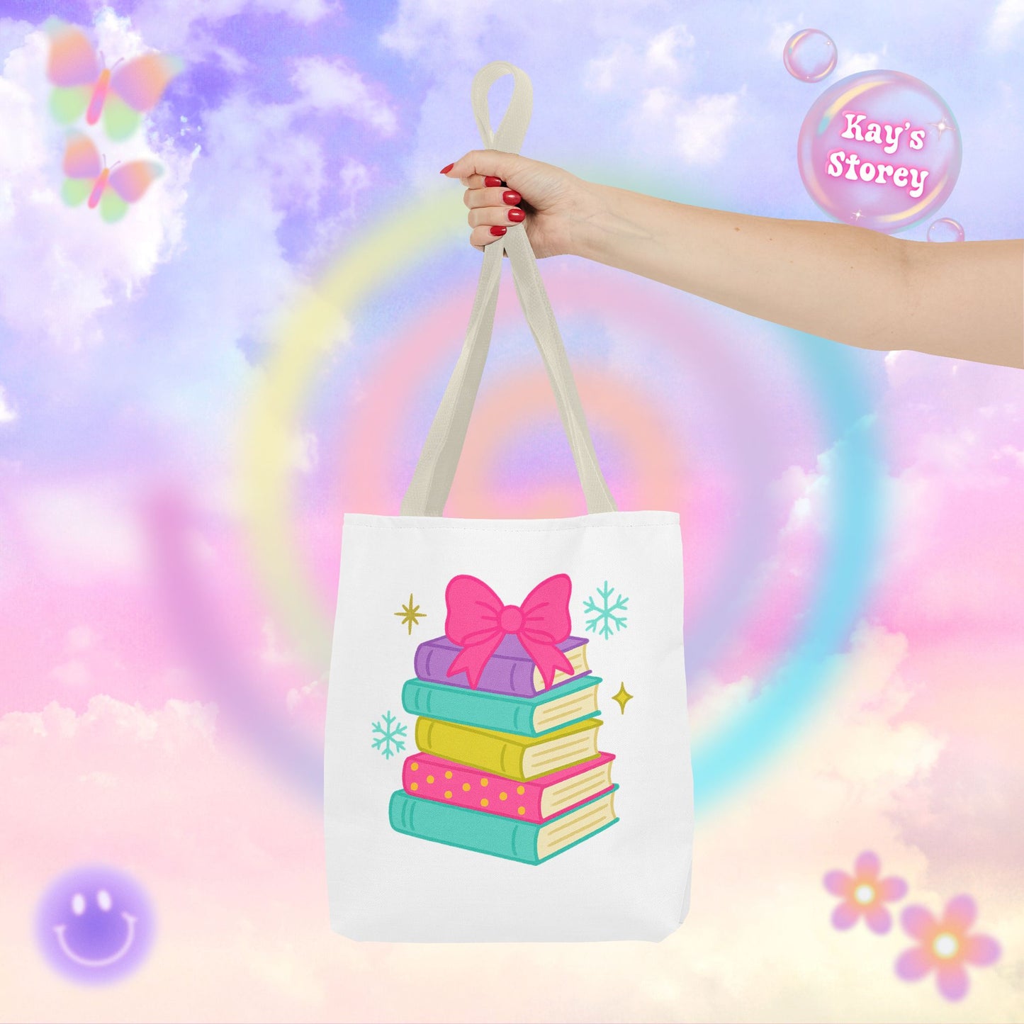 Book Stack Christmas Tote Bag