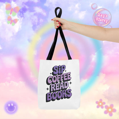 Sip Coffee Read Books Tote Bag