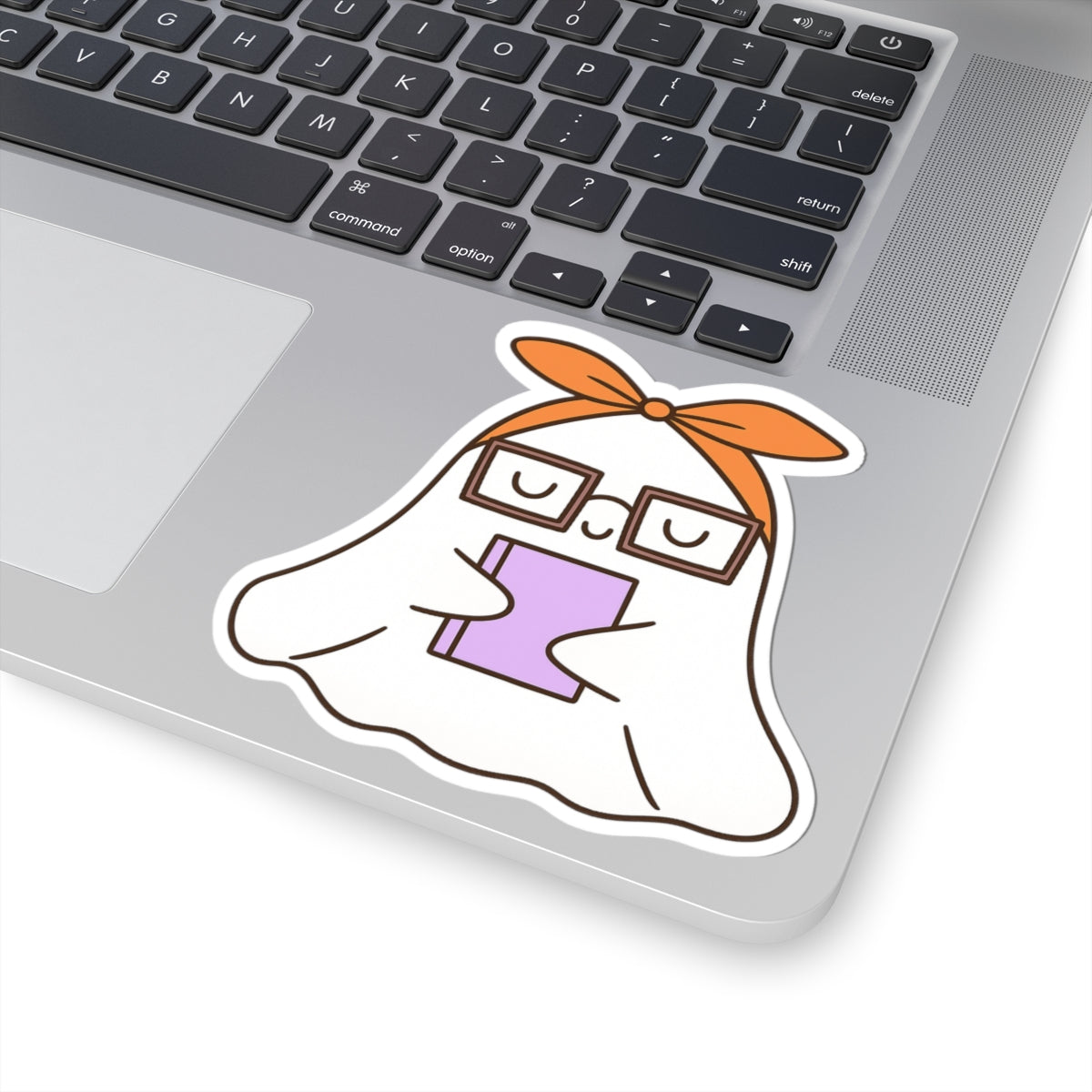 Ghost in Glasses Reading Kiss-Cut Sticker, Book Lover Sticker, Cute Sticker Set, Spooky Decals, Halloween Stickers, Vinyl Kindle Stickers