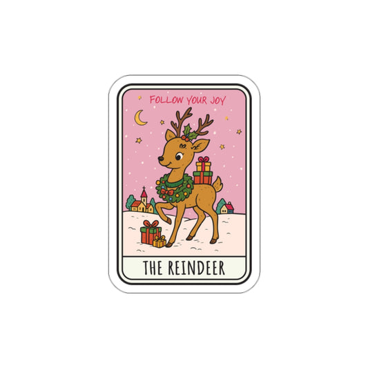 The Reindeer Tarot Bookish Holiday Die-Cut Sticker - Festive Reading-Themed