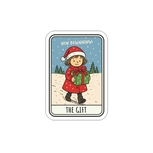 The Gift Tarot Bookish Holiday Die-Cut Sticker - Festive Reading-Themed