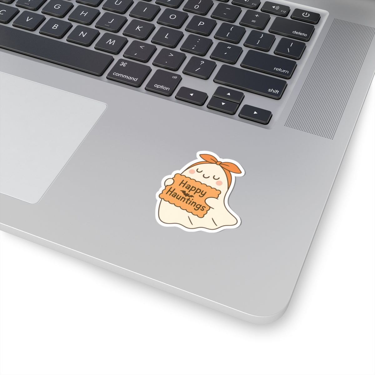 Happy Hauntings Ghost Kiss-Cut Sticker, Book Lover Sticker, Cute Sticker Set, Spooky Decals, Halloween Stickers, Vinyl Kindle Stickers