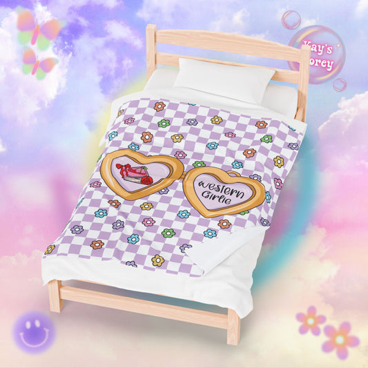 Purple Western Girlie Velveteen Plush Blanket