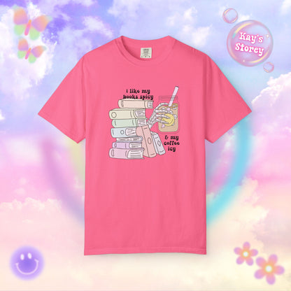Books Spicy, Coffee Icy Comfort Colors T-Shirt