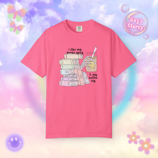 Books Spicy, Coffee Icy Comfort Colors T-Shirt