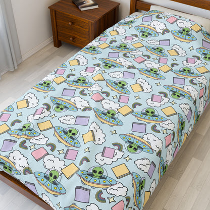 Aliens & Books Bookish Velveteen Plush Blanket - Cozy Reading Throw