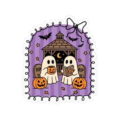 Ghost Book Club Sticker - Kiss-Cut Stickers, Halloween Sticker, Cute Ghost Design, Spooky Sticker, Decorative Sticker for Journals