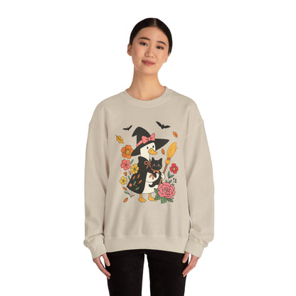 Spooky Goose & Black Cat Sweatshirt, Long Sleeve Shirt for Spooky Season Bookish Gift,  Halloween Reading Apparel