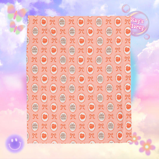 Orange Coquette Bookish Velveteen Plush Blanket - Cozy Reading Throw