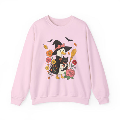Spooky Goose & Black Cat Sweatshirt, Long Sleeve Shirt for Spooky Season Bookish Gift,  Halloween Reading Apparel