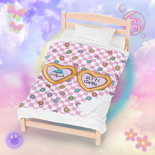 Pink Sci-Fi Girlie Velveteen Plush Blanket