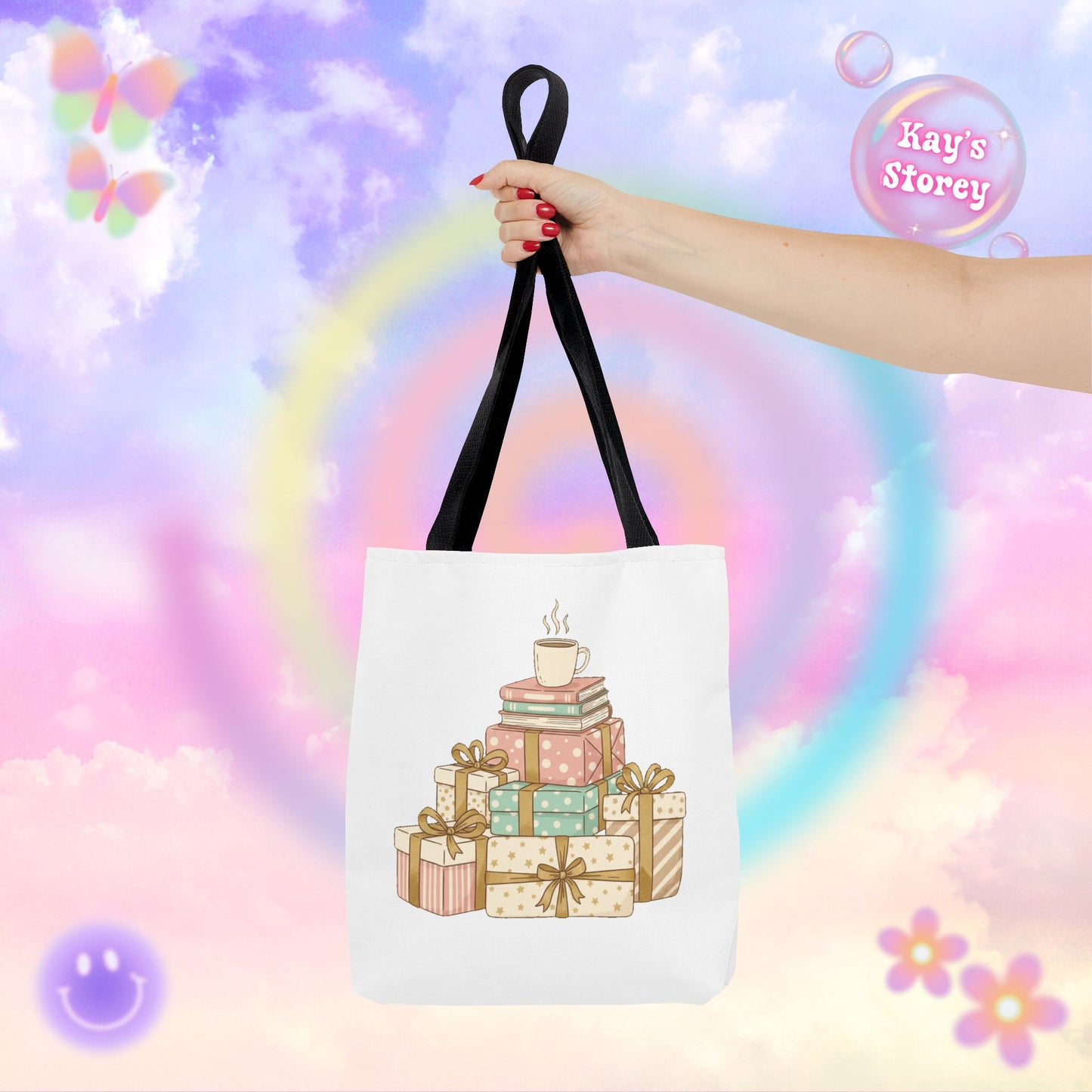 Coffee & Book Stack Tote Bag