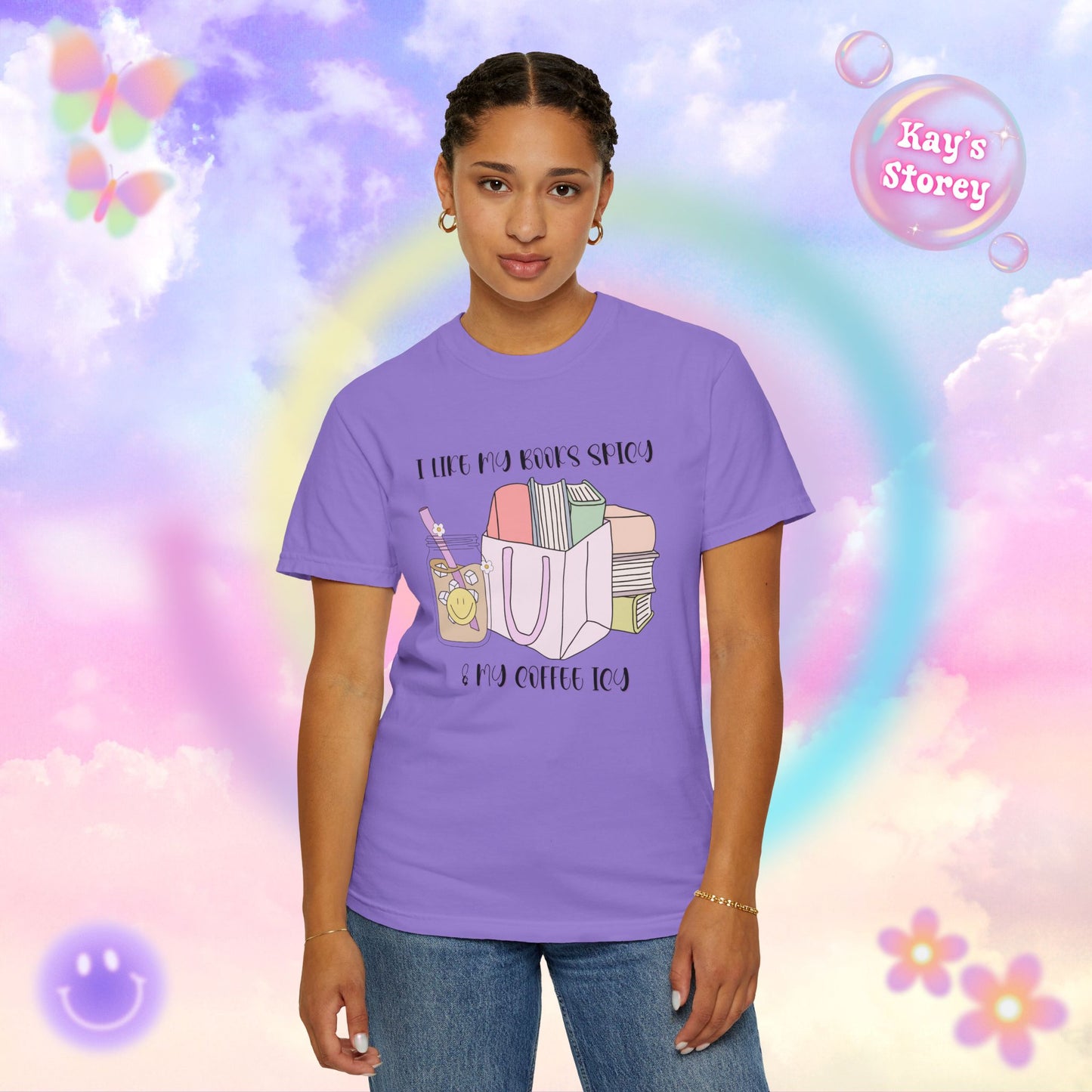 Books Spicy, Coffee Icy Comfort Colors T-Shirt