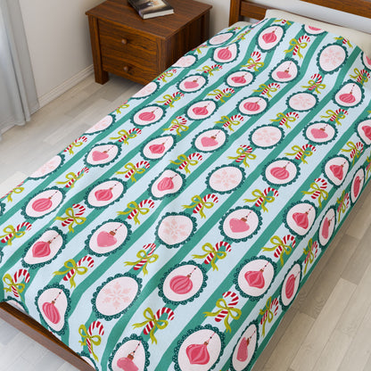 Striped Ornaments Bookish Velveteen Plush Blanket - Cozy Reading Throw