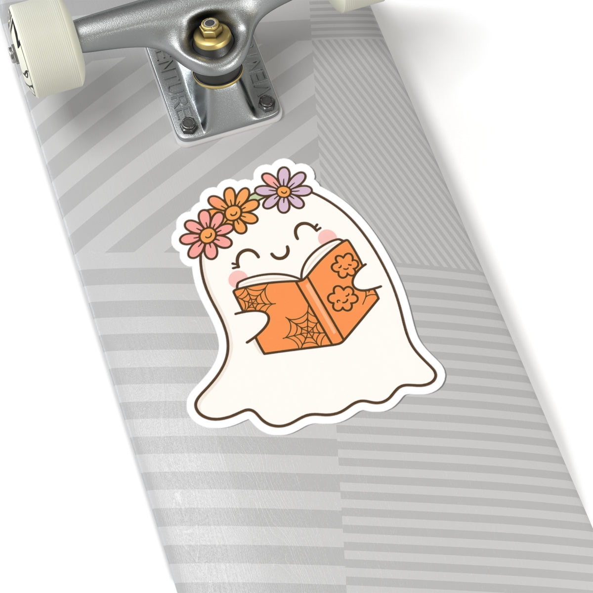 Ghostly Reading Kiss-Cut Sticker, Book Lover Sticker, Cute Sticker Set, Spooky Decals, Halloween Stickers, Vinyl Kindle Stickers