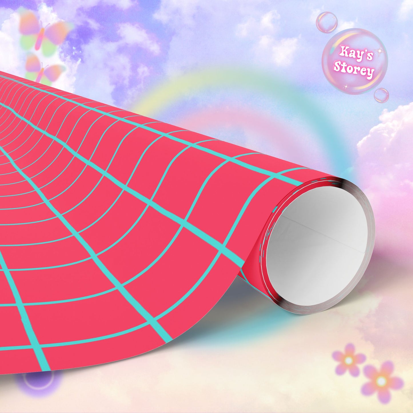 Pink & Blue Stripe Wrapping Paper