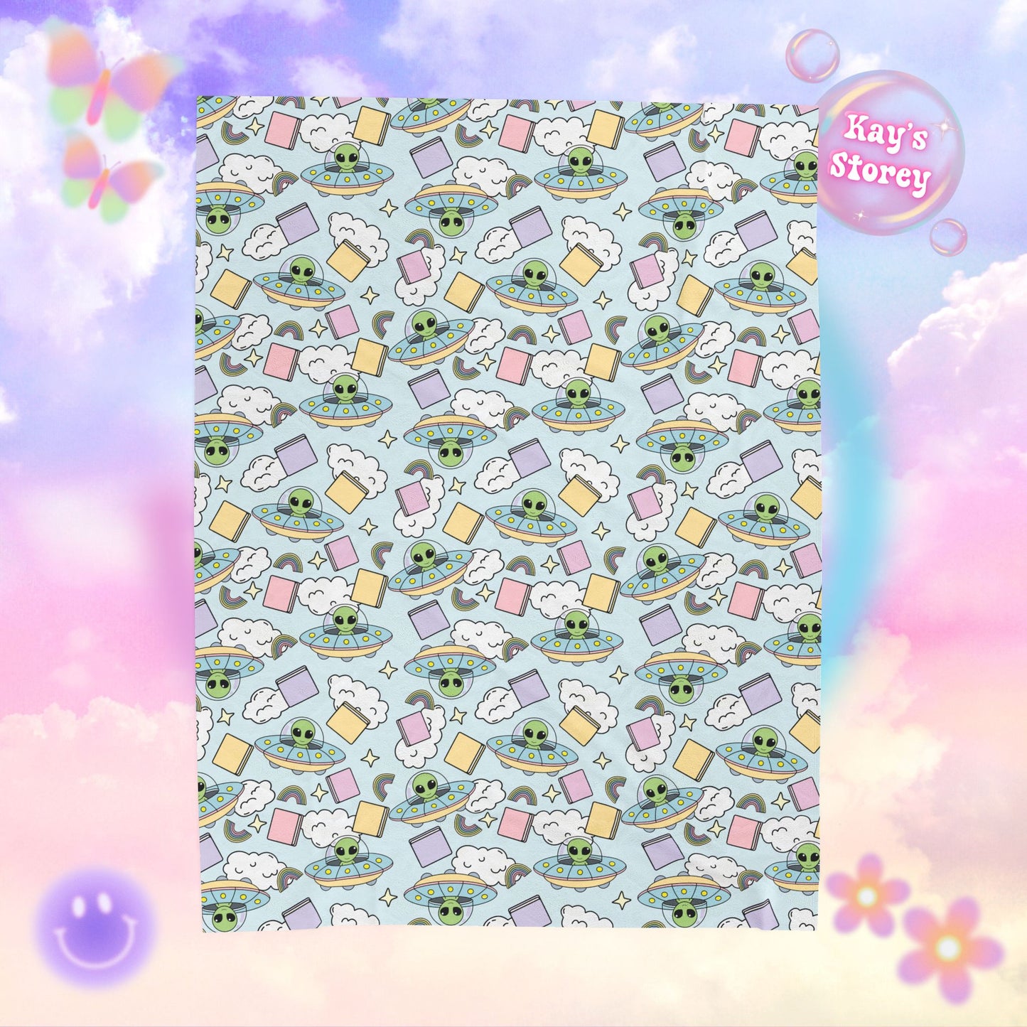 Aliens & Books Bookish Velveteen Plush Blanket - Cozy Reading Throw