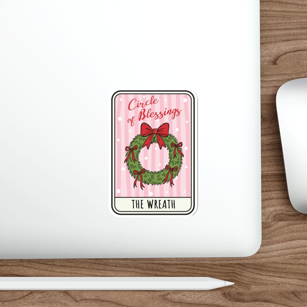 Wreath Tarot Bookish Holiday Die-Cut Sticker - Festive Reading-Themed