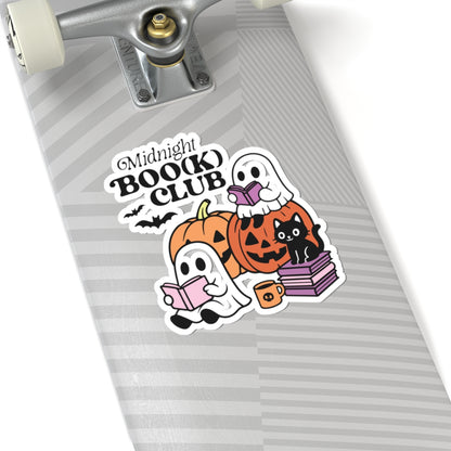 Midnight Boo(k) Club Sticker - Kiss-Cut Stickers, Halloween Sticker, Cute Ghost Design, Spooky Sticker, Decorative Sticker for Journals