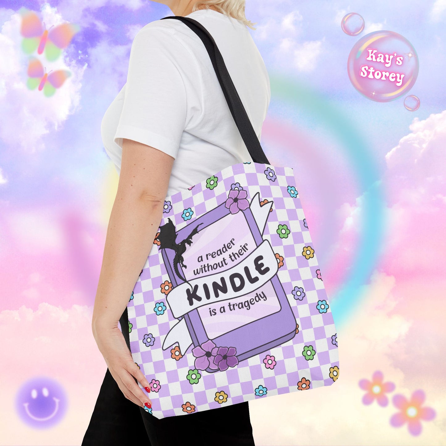 Purple Reader Without Their Kindle Tote Bag