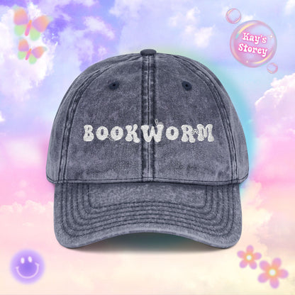 Bookworm Embroidered Vintage Cap