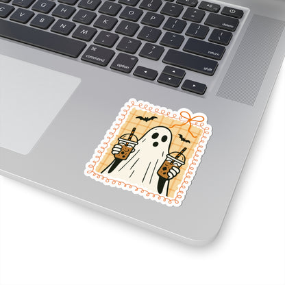 Coffee for Boo Sticker - Kiss-Cut Stickers, Halloween Sticker, Cute Ghost Design, Spooky Sticker, Decorative Sticker for Journals