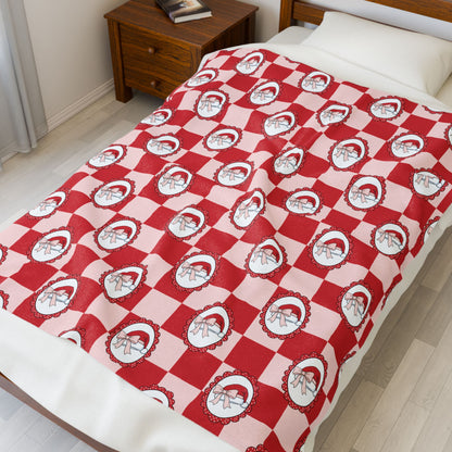Santa Hats Bookish Velveteen Plush Blanket - Cozy Reading Throw