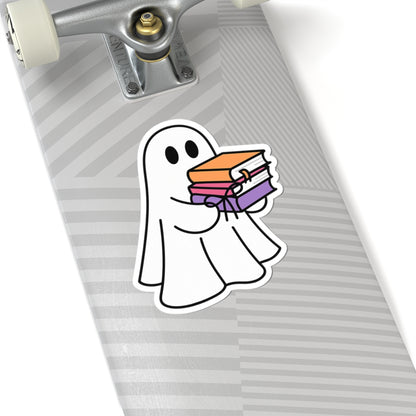 Ghostly Reading Kiss-Cut Sticker, Book Lover Sticker, Cute Sticker Set, Spooky Decals, Halloween Stickers, Vinyl Kindle Stickers
