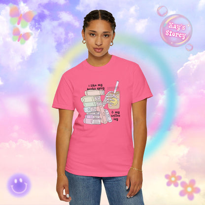 Books Spicy, Coffee Icy Comfort Colors T-Shirt